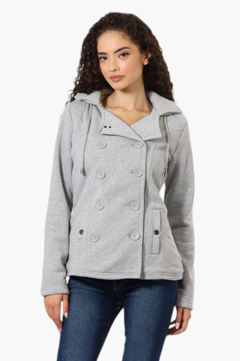 Fahrenheit Sherpa Lined Hood Double Breasted Lightweight Jacket - Grey sold by Fairweather