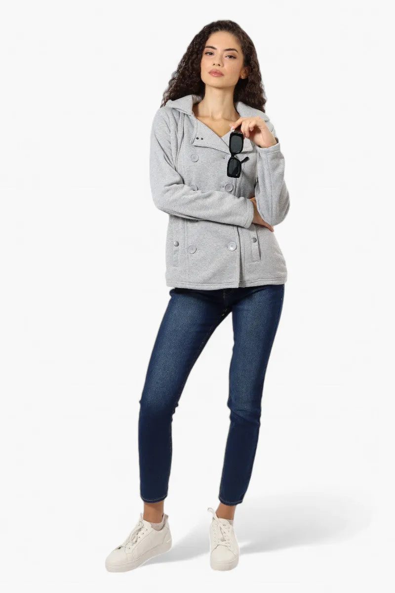 Fahrenheit Sherpa Lined Hood Double Breasted Lightweight Jacket - Grey sold by Fairweather product image thumbnail 2