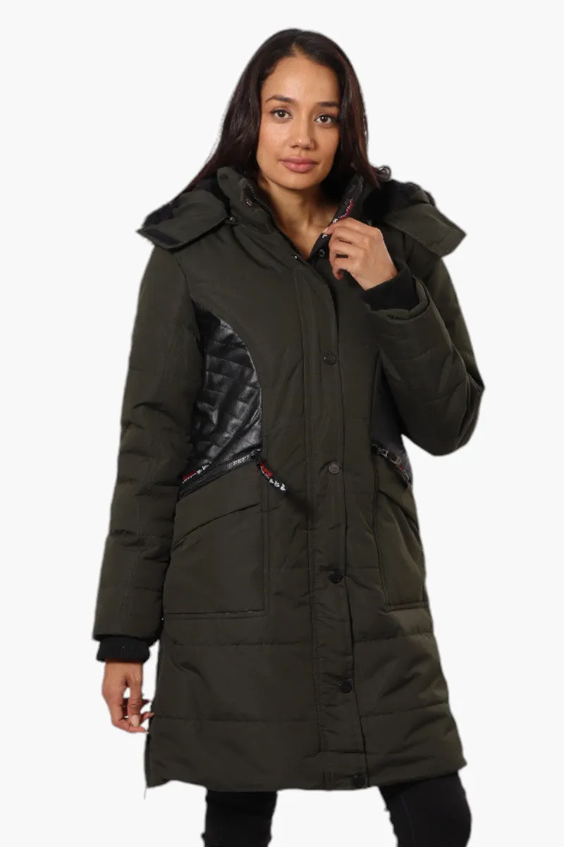 Canada Weather Gear Vegan Leather Insert Parka Jacket - Olive sold by Fairweather