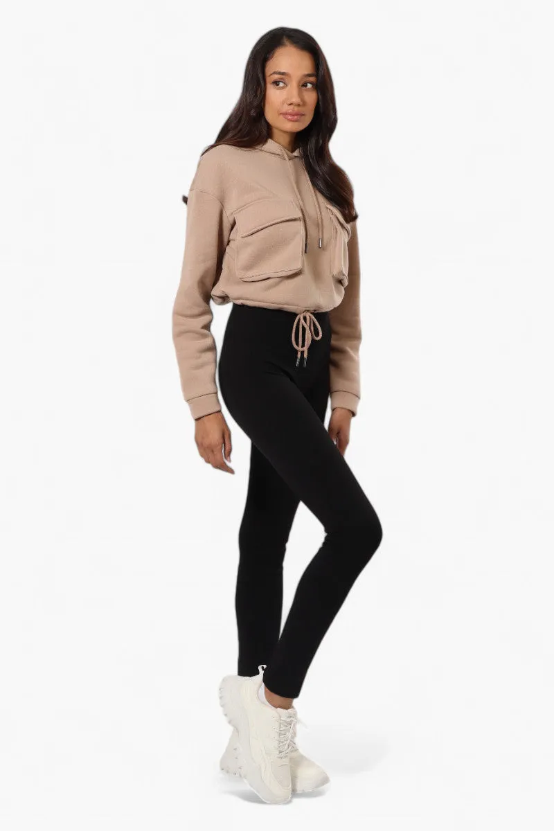 Fahrenheit Cropped Front Flap Pocket Hoodie - Beige sold by Fairweather product image thumbnail 2