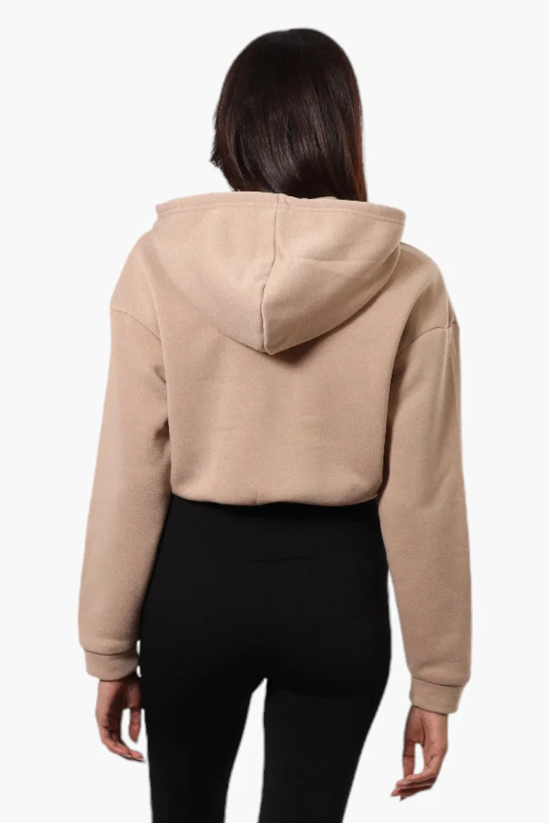 Fahrenheit Cropped Front Flap Pocket Hoodie - Beige sold by Fairweather product image thumbnail 4