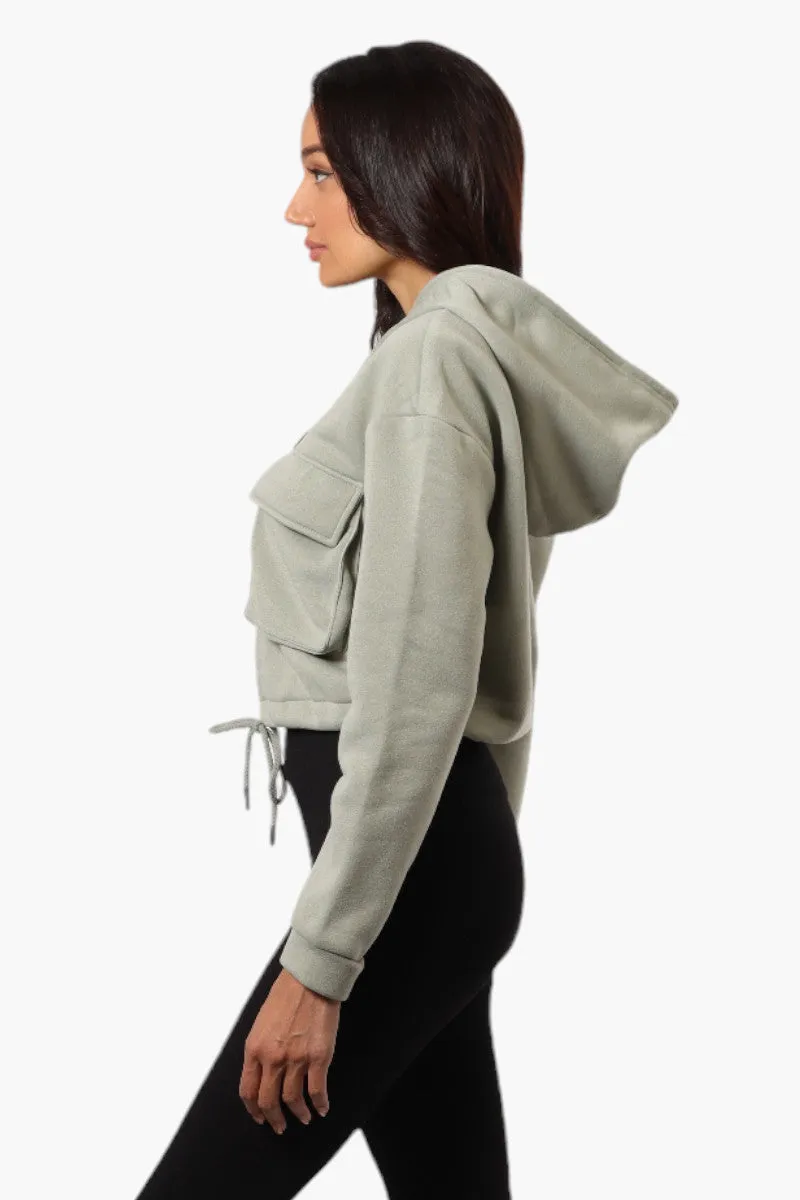 Fahrenheit Cropped Front Flap Pocket Hoodie - Olive sold by Fairweather product image thumbnail 3