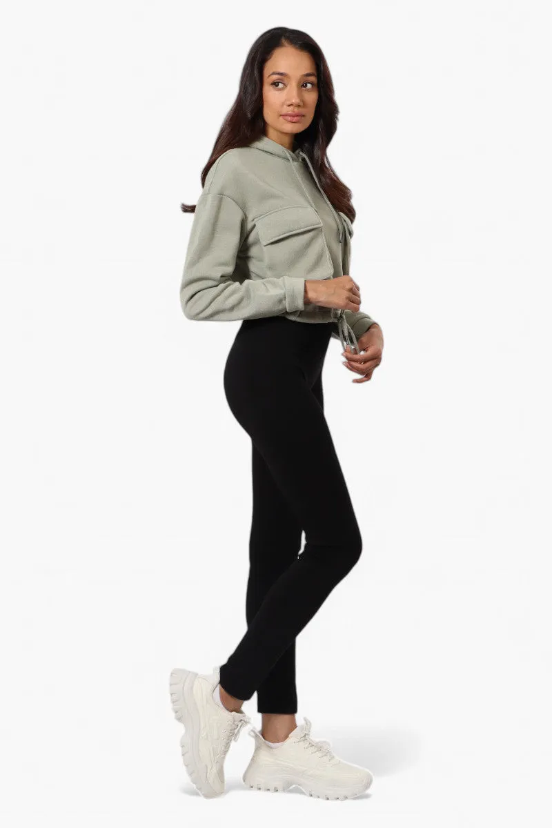 Fahrenheit Cropped Front Flap Pocket Hoodie - Olive sold by Fairweather product image thumbnail 2