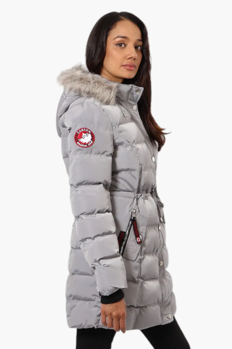 Canada Weather Gear Tie Waist Vegan Fur Hood Parka Jacket - Grey sold by Fairweather product image thumbnail 3