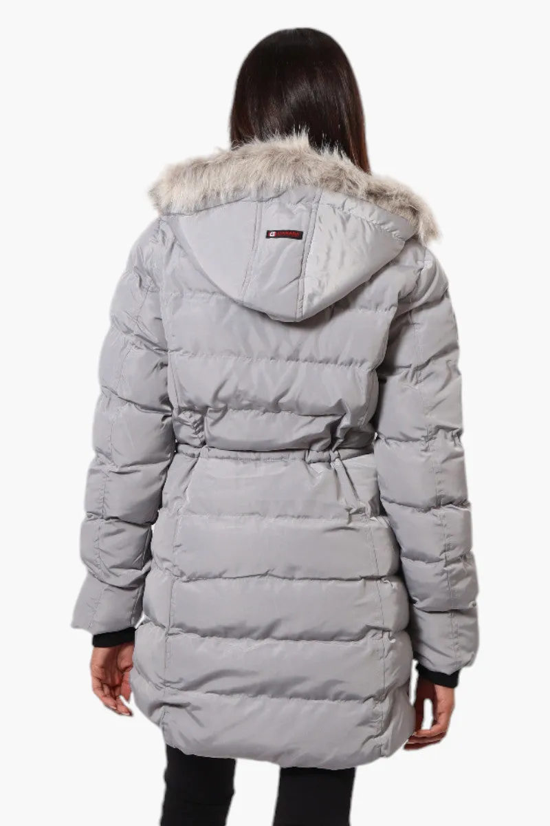 Canada Weather Gear Tie Waist Vegan Fur Hood Parka Jacket - Grey sold by Fairweather product image thumbnail 4