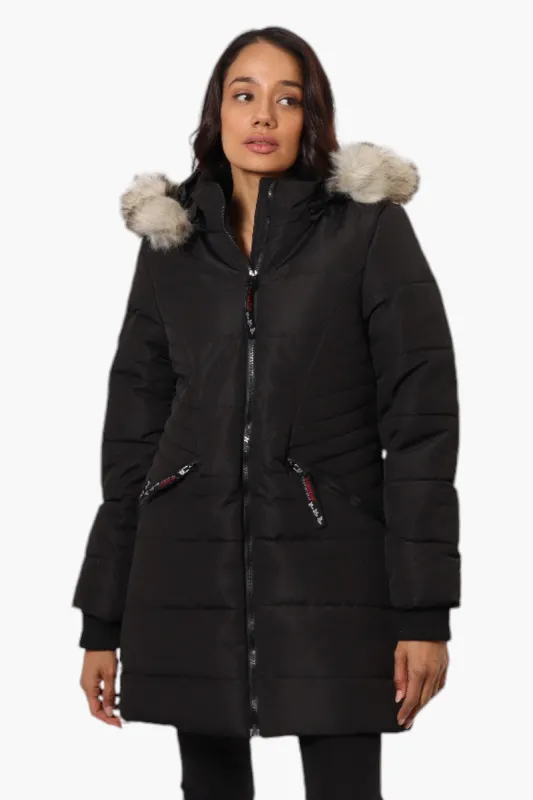 Canada Weather Gear Vegan Fur Hood Puffer Parka Jacket - Black sold by Fairweather