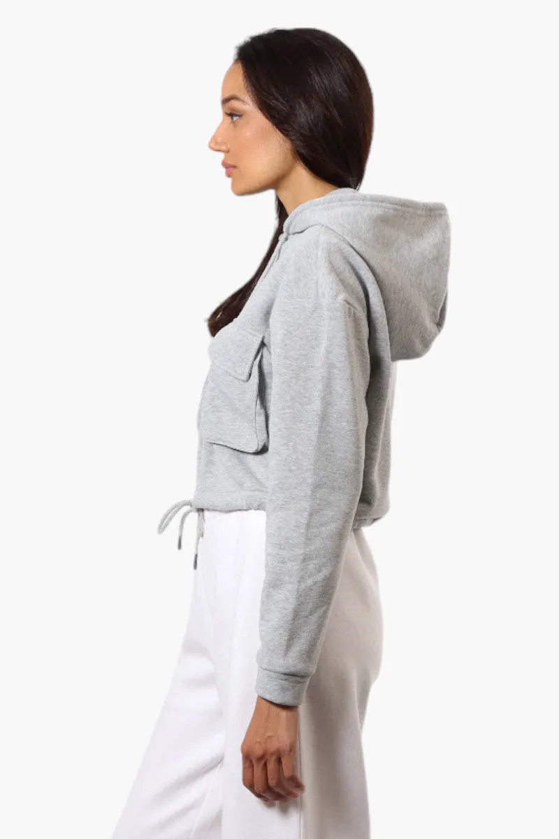 Fahrenheit Cropped Front Flap Pocket Hoodie - Grey sold by Fairweather product image thumbnail 3