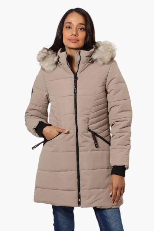 Canada Weather Gear Vegan Fur Hood Puffer Parka Jacket - Beige sold by Fairweather