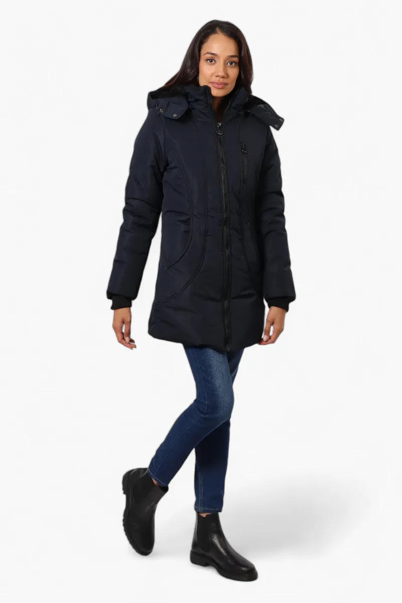 Oppenheimer Hooded Cinched Waist Parka Jacket - Navy sold by Fairweather product image thumbnail 2