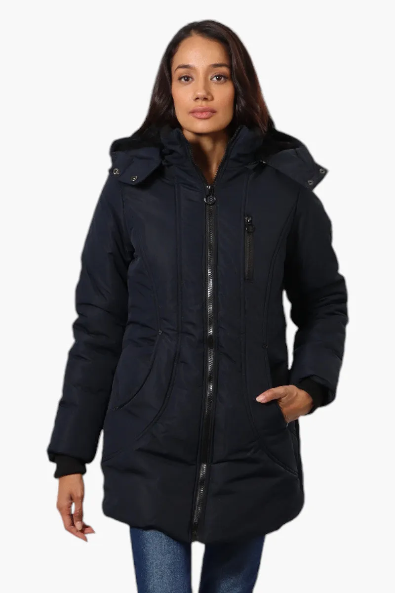 Oppenheimer Hooded Cinched Waist Parka Jacket - Navy sold by Fairweather