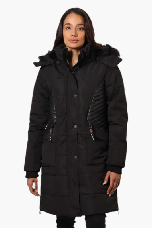Canada Weather Gear Vegan Leather Insert Parka Jacket - Black sold by Fairweather