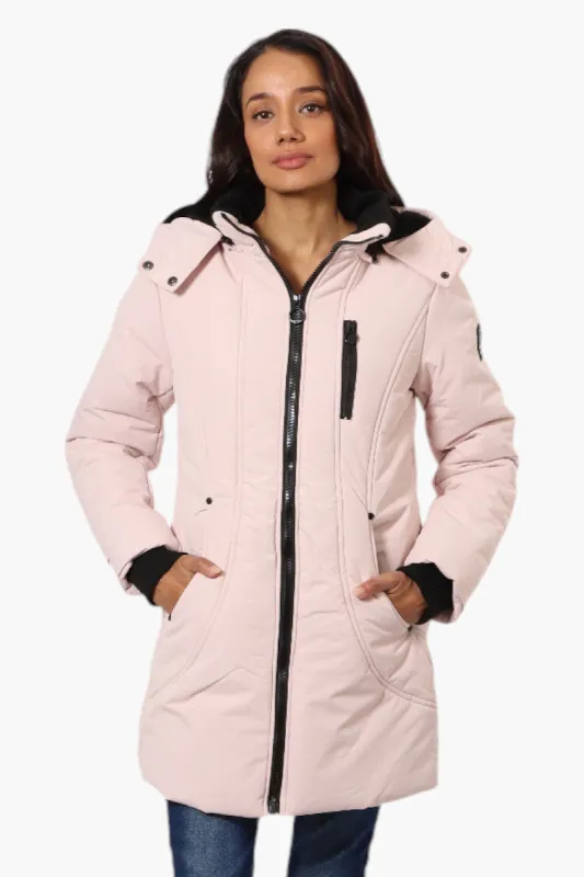Oppenheimer Hooded Cinched Waist Parka Jacket - Pink sold by Fairweather