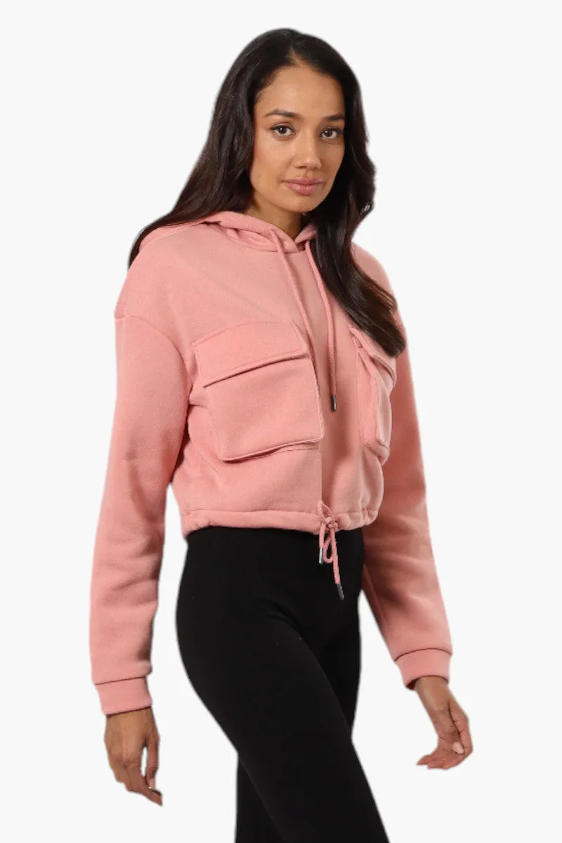 Fahrenheit Cropped Front Flap Pocket Hoodie - Pink sold by Fairweather
