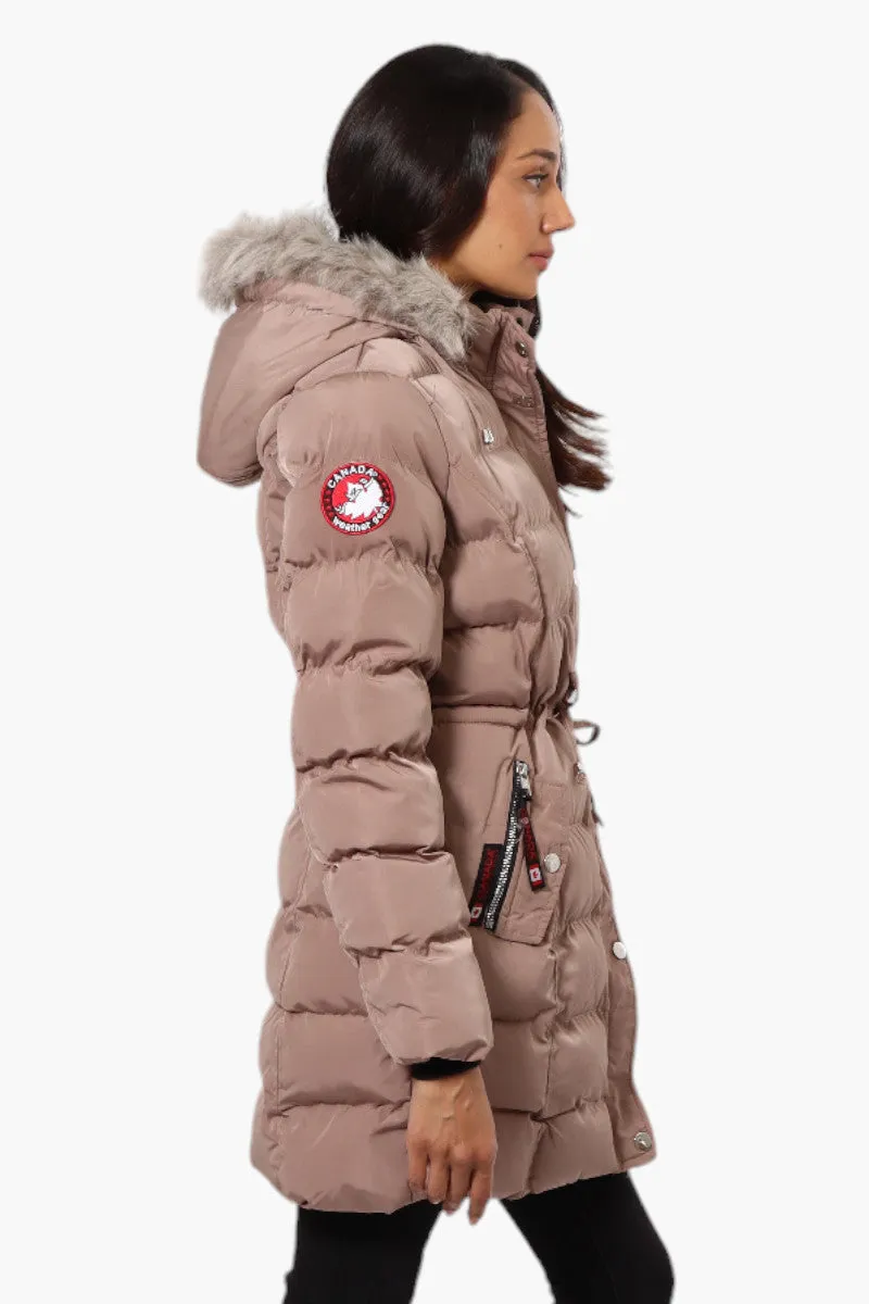 Canada Weather Gear Tie Waist Vegan Fur Hood Parka Jacket - Pink sold by Fairweather product image thumbnail 3