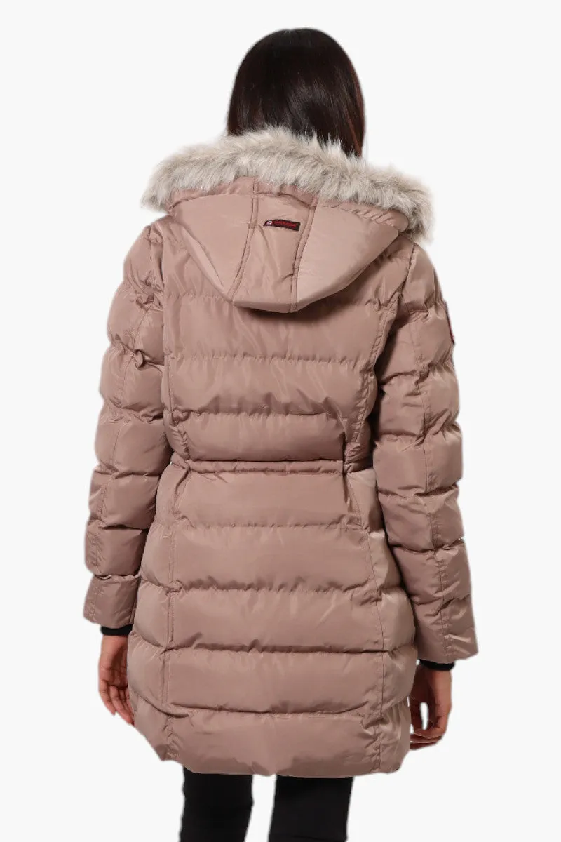 Canada Weather Gear Tie Waist Vegan Fur Hood Parka Jacket - Pink sold by Fairweather product image thumbnail 4