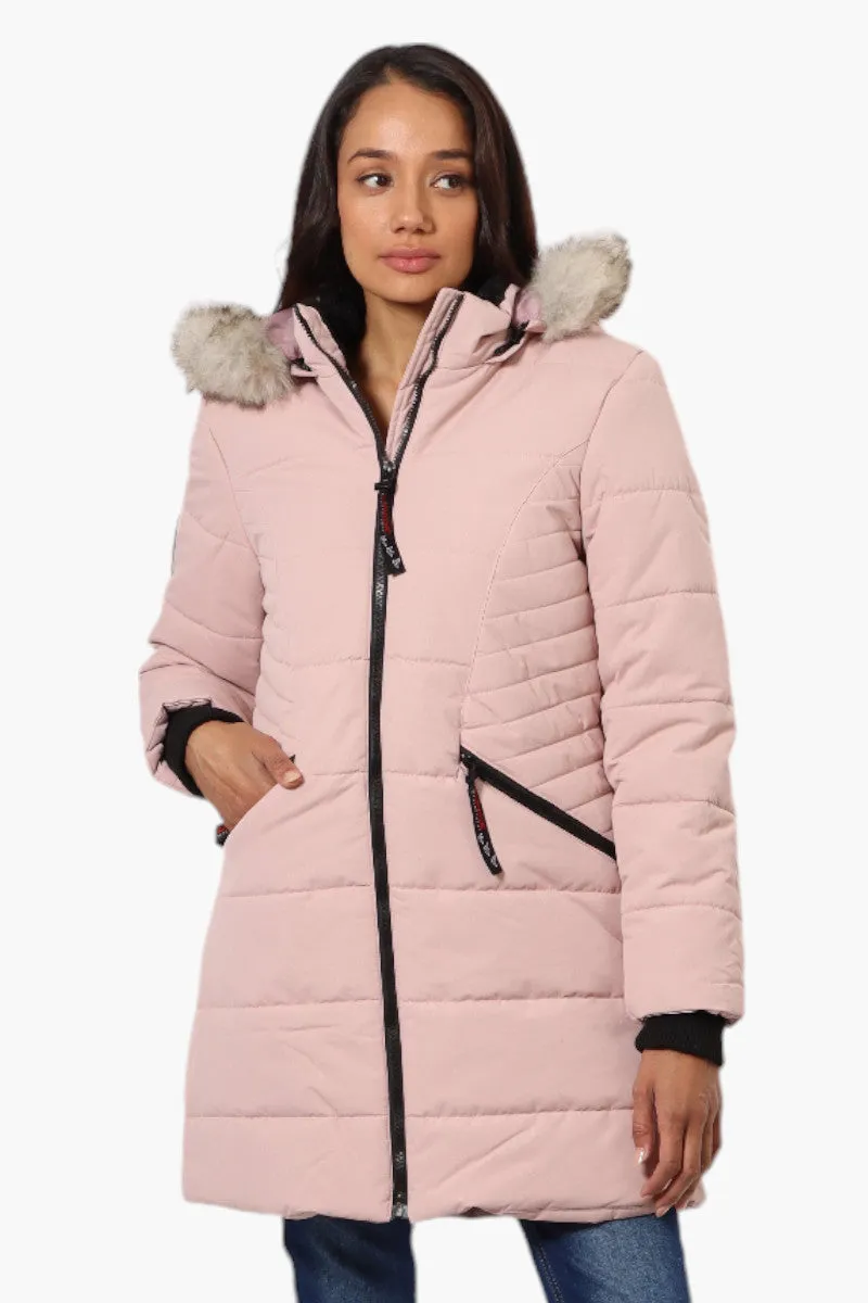 Canada Weather Gear Vegan Fur Hood Puffer Parka Jacket - Pink sold by Fairweather