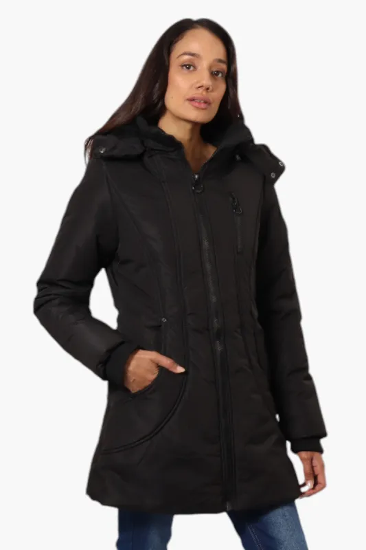 Oppenheimer Hooded Cinched Waist Parka Jacket - Black sold by Fairweather