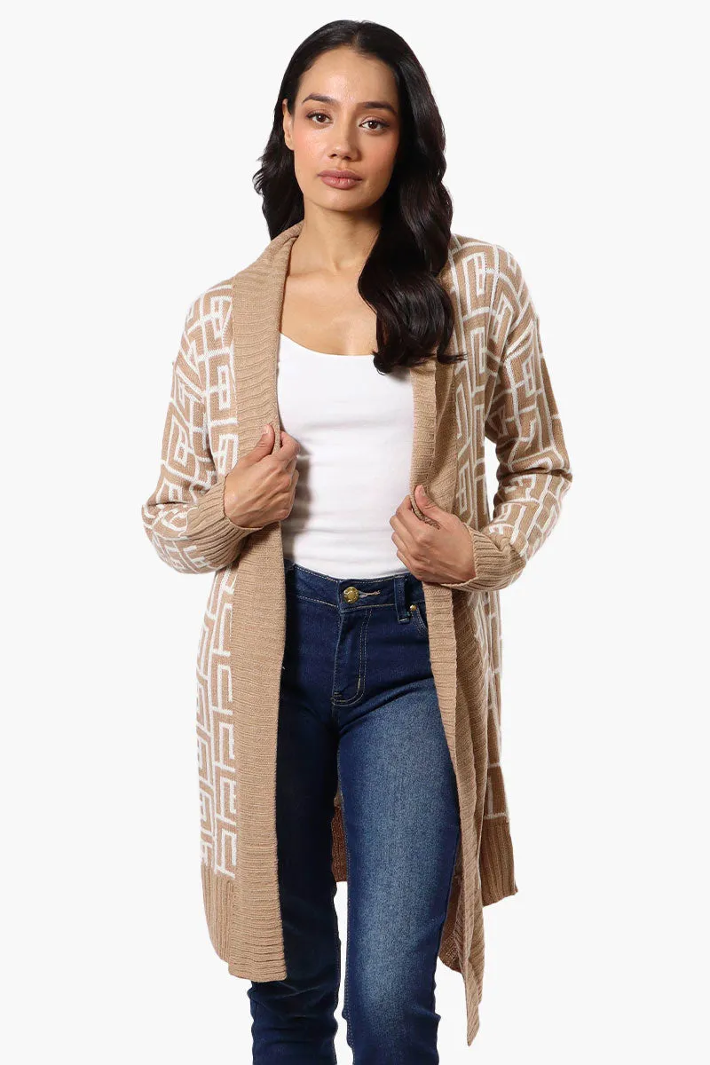 International INC Company Patterned Fold Over Wrap Cardigan - Beige sold by Fairweather