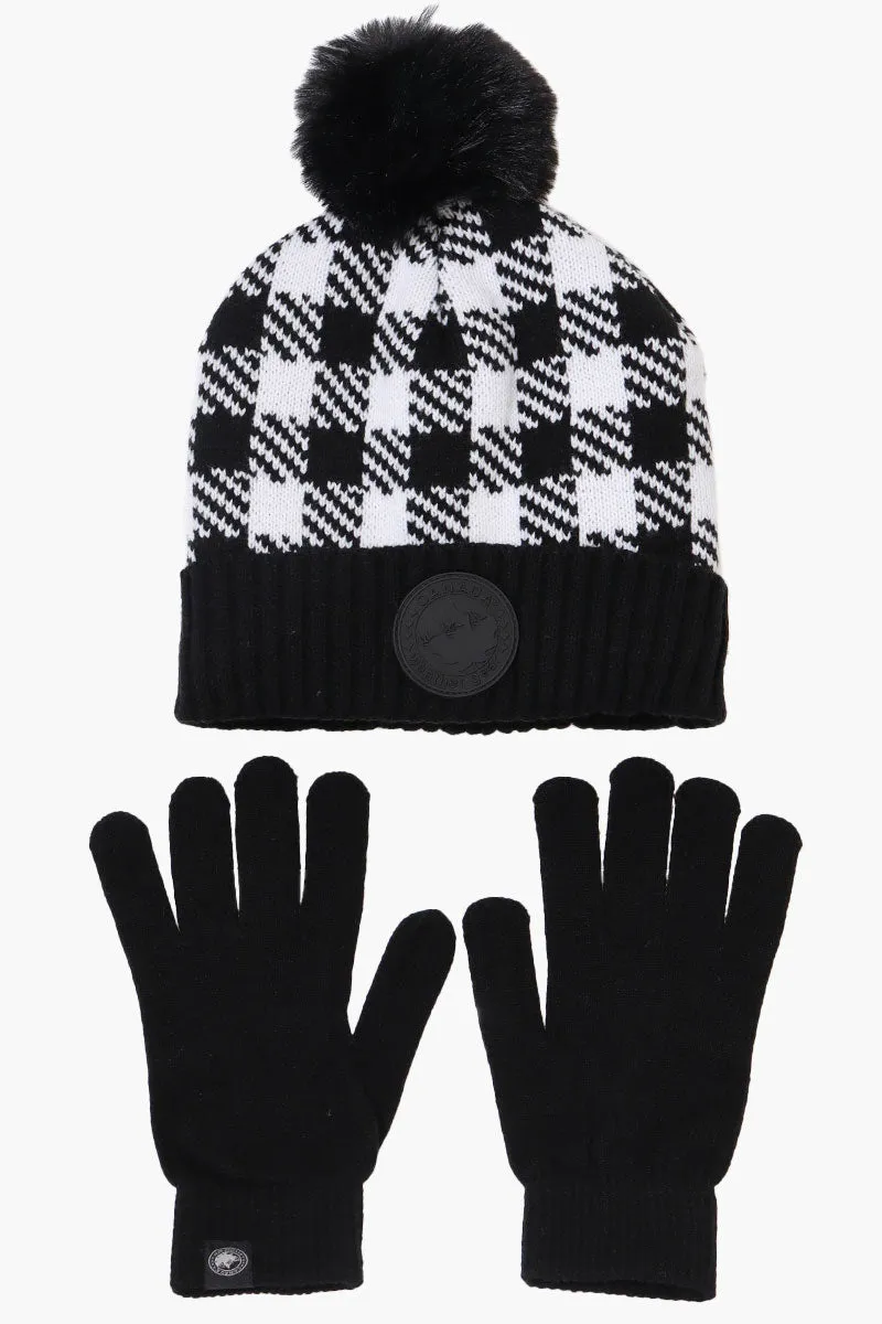 Canada Weather Gear Gloves Pom Pom Hat Set - White sold by Fairweather