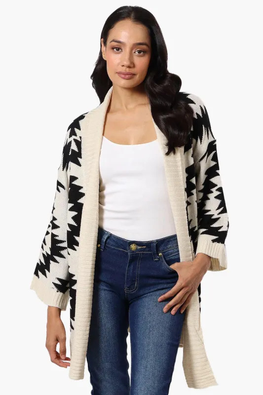 International INC Company Aztec Print Wrap Cardigan - Cream sold by Fairweather
