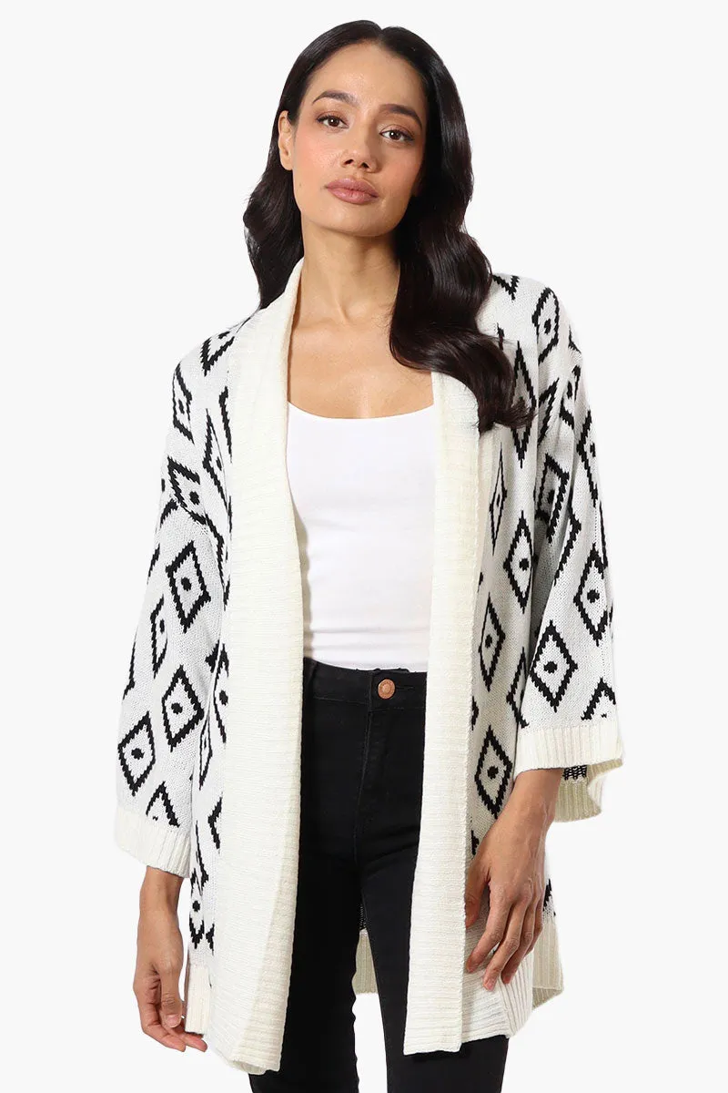 International INC Company Diamond Pattern Wrap Cardigan - White sold by Fairweather