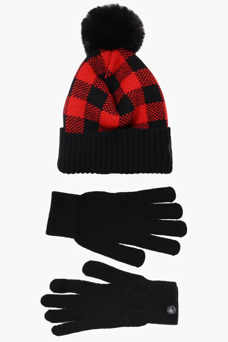 Canada Weather Gear Gloves Pom Pom Hat Set - Red sold by Fairweather product image thumbnail 2