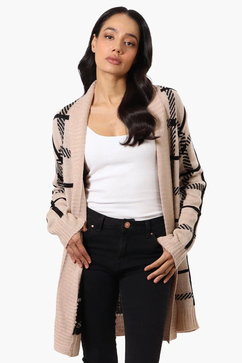 International INC Company Plaid Fold Over Wrap Cardigan - Beige sold by Fairweather