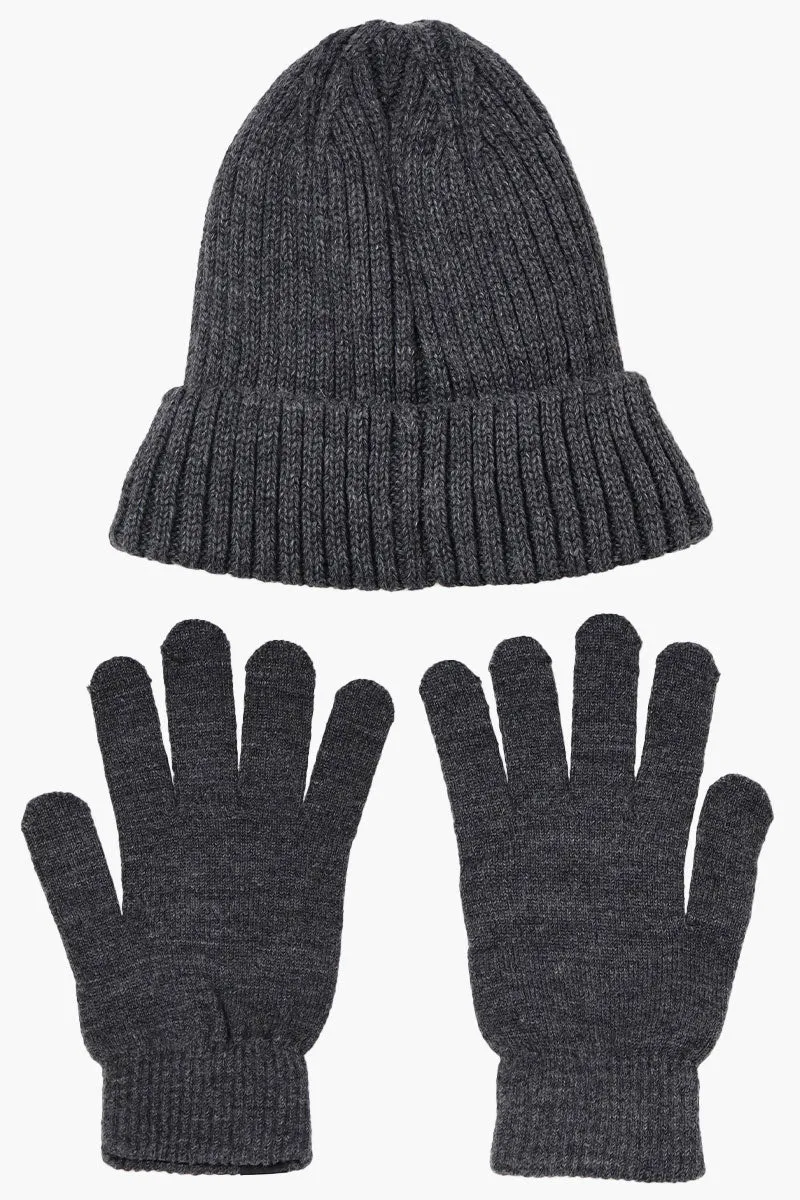 Canada Weather Gear Gloves Cuffed Beanie Hat Set - Grey sold by Fairweather product image thumbnail 3