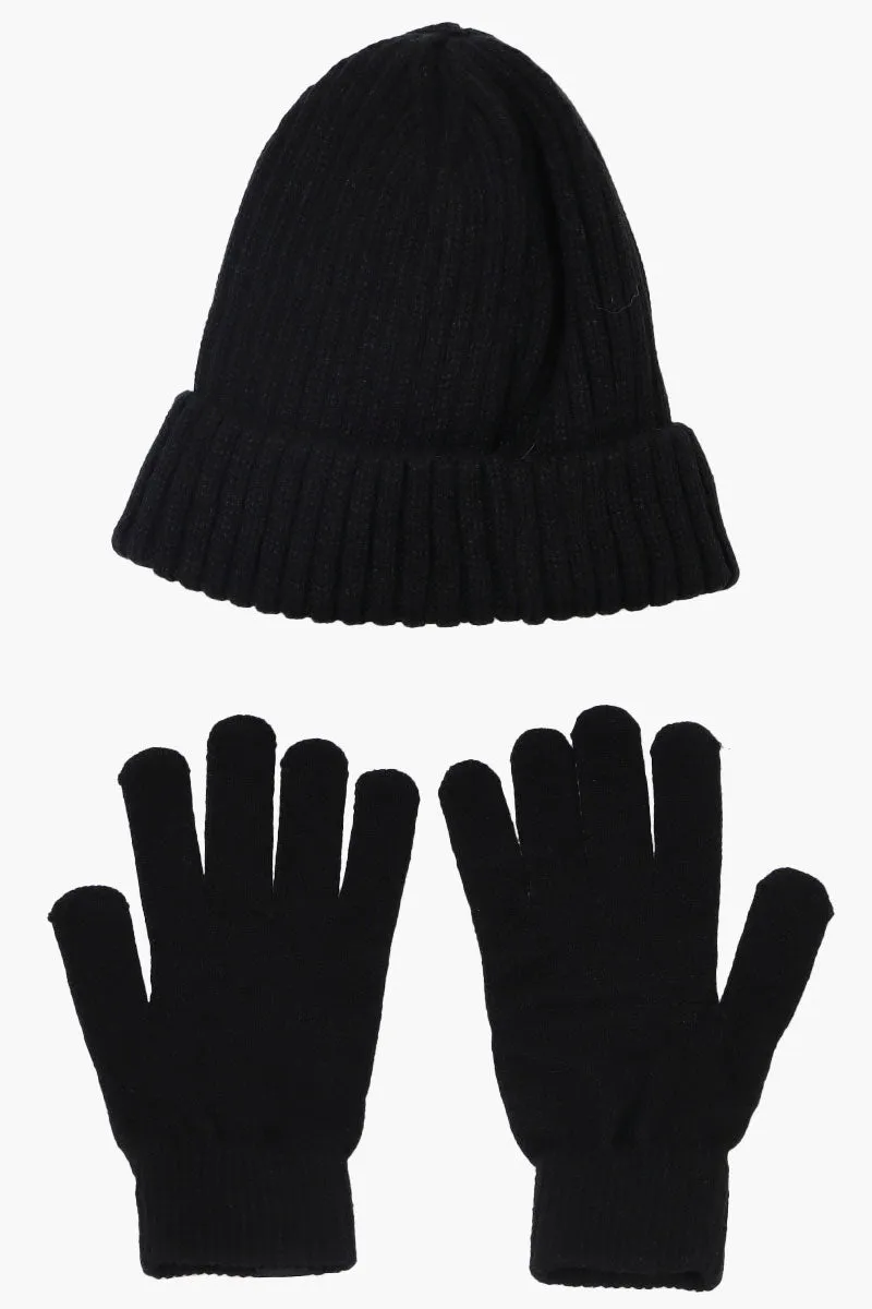 Canada Weather Gear Gloves Cuffed Beanie Hat Set - Black sold by Fairweather product image thumbnail 3