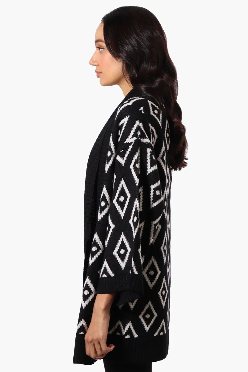 International INC Company Diamond Pattern Wrap Cardigan - Black sold by Fairweather product image thumbnail 2