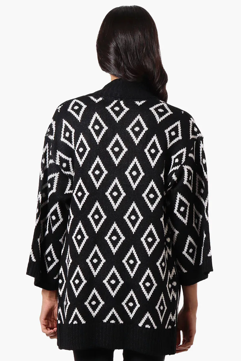 International INC Company Diamond Pattern Wrap Cardigan - Black sold by Fairweather product image thumbnail 3