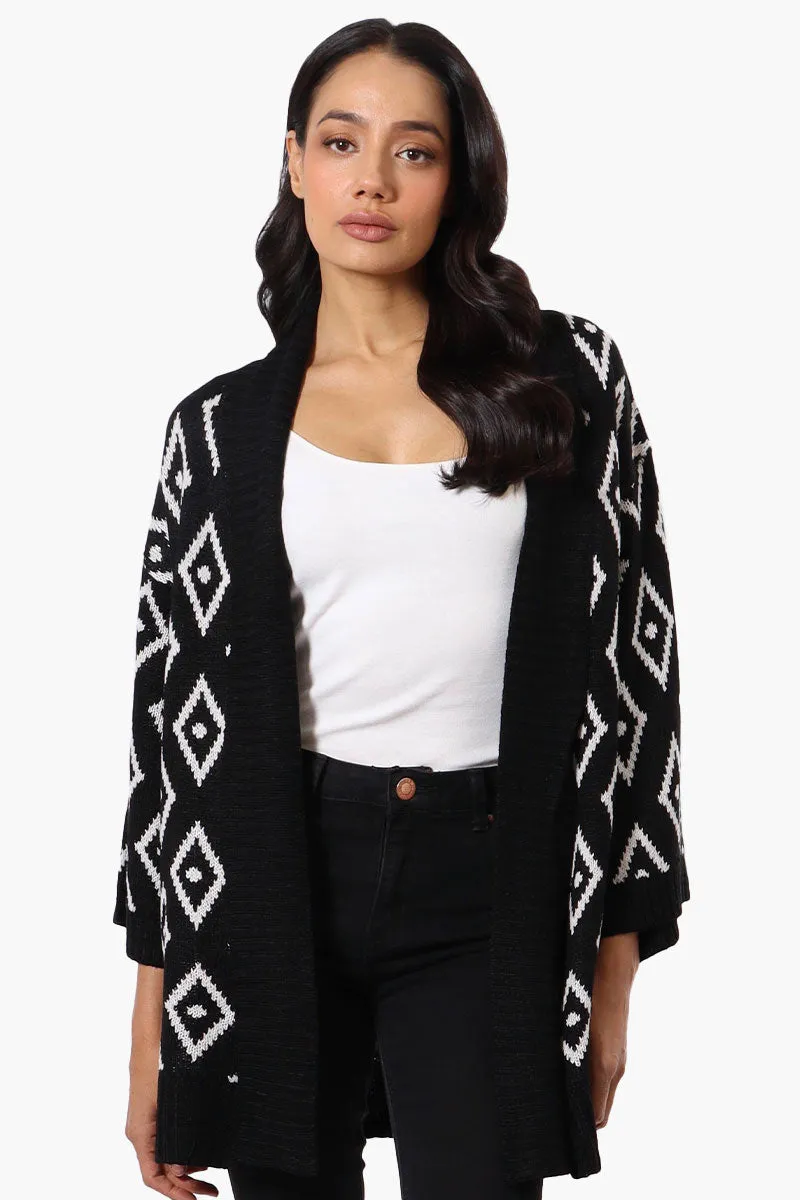 International INC Company Diamond Pattern Wrap Cardigan - Black sold by Fairweather