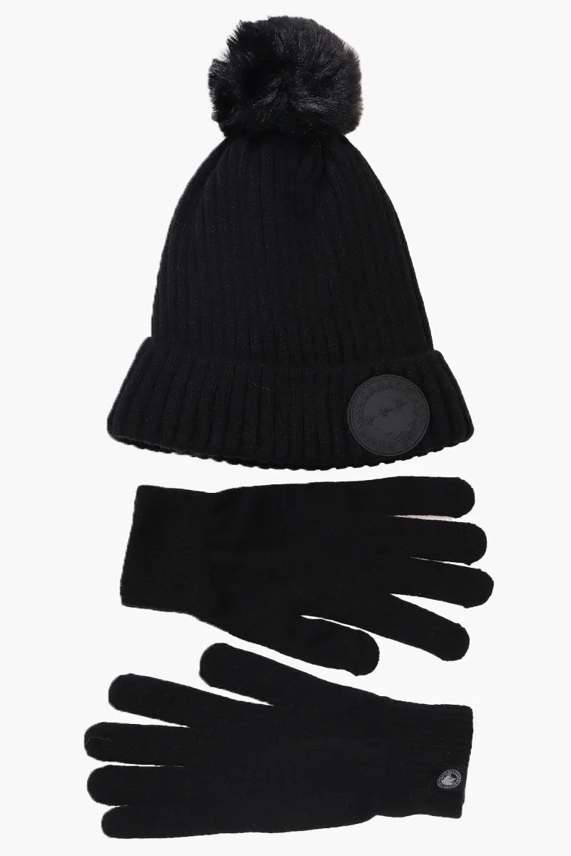 Canada Weather Gear Gloves Pom Pom Hat Set - Black sold by Fairweather product image thumbnail 2