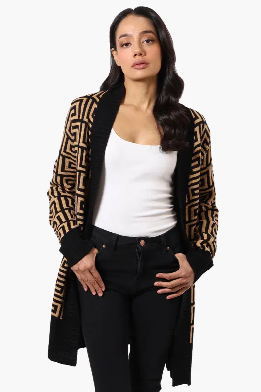 International INC Company Greek Print Wrap Cardigan - Brown sold by Fairweather