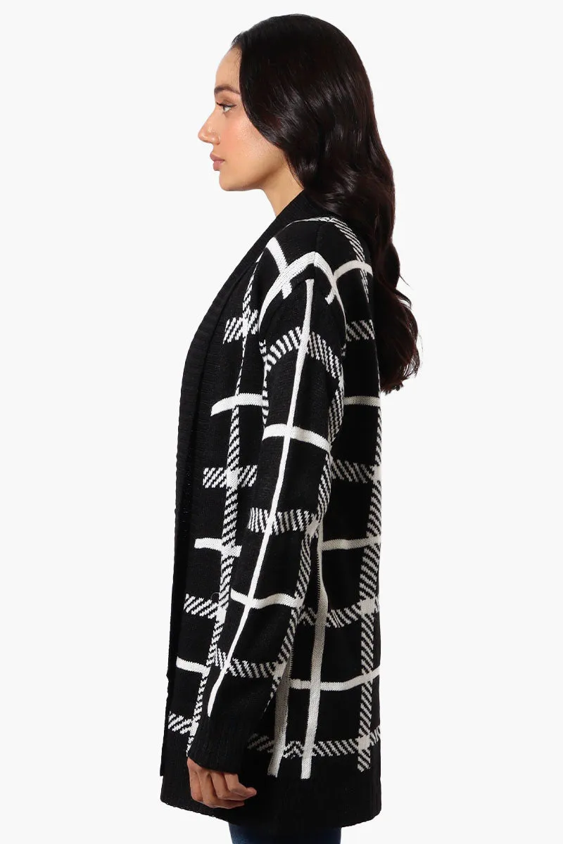 International INC Company Plaid Fold Over Wrap Cardigan - Black sold by Fairweather product image thumbnail 2