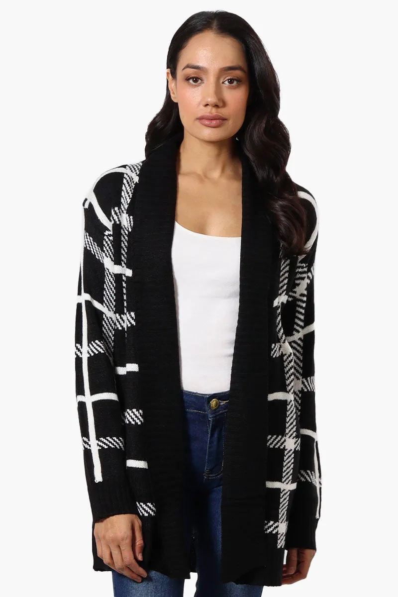 International INC Company Plaid Fold Over Wrap Cardigan - Black sold by Fairweather