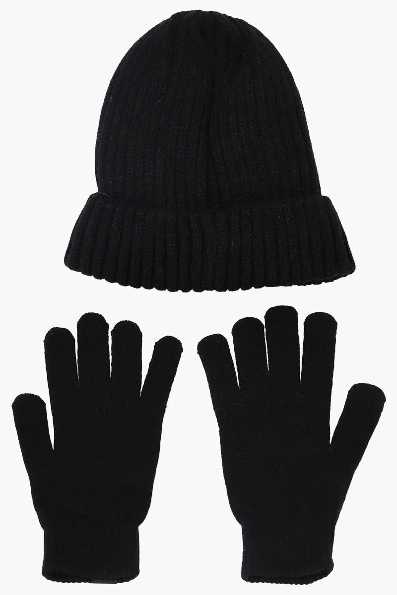 Canada Weather Gear Gloves Cuffed Beanie Hat Set - Black sold by Fairweather product image thumbnail 3