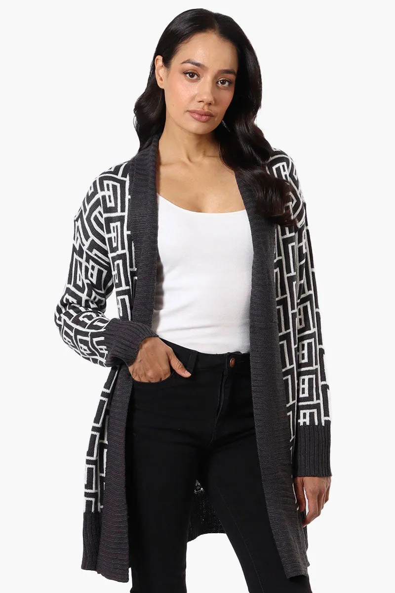 International INC Company Patterned Fold Over Wrap Cardigan - Grey sold by Fairweather