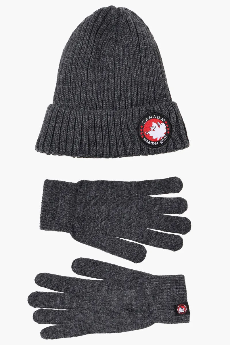 Canada Weather Gear Gloves Cuffed Beanie Hat Set - Grey sold by Fairweather product image thumbnail 2