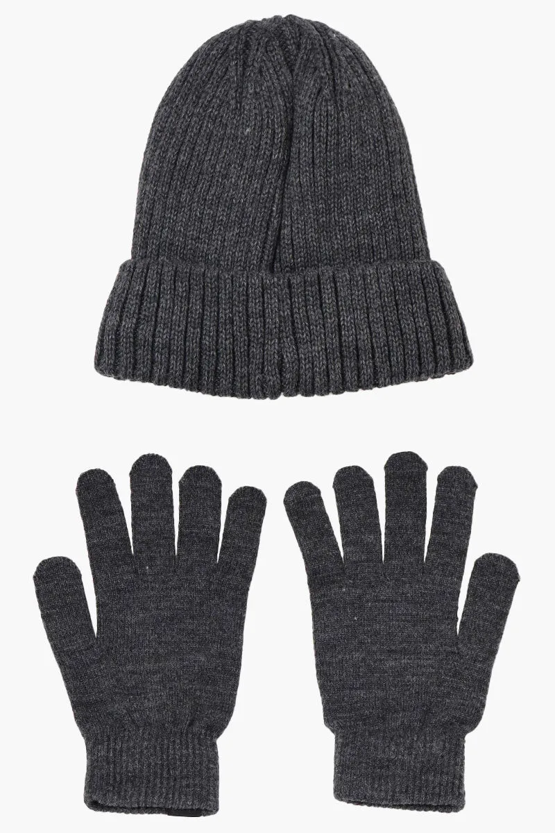 Canada Weather Gear Gloves Cuffed Beanie Hat Set - Grey sold by Fairweather product image thumbnail 3