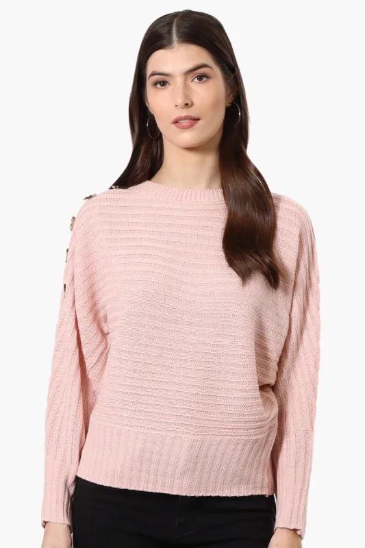 International INC Company Button Shoulder Pullover Sweater - Pink sold by Fairweather