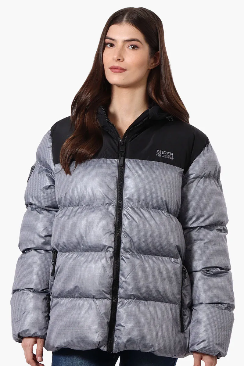 Super Triple Goose Sherpa Lined Bubble Bomber Jacket - Grey sold by Fairweather