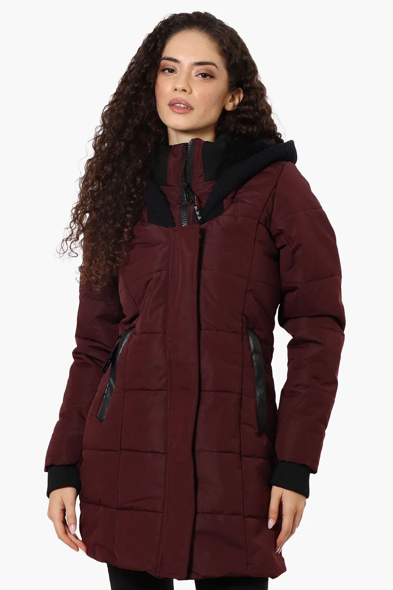 Canada Weather Gear Faux Fur Lined Hood Parka Jacket - Burgundy sold by Fairweather