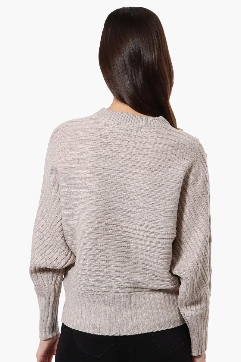 International INC Company Button Shoulder Pullover Sweater - Taupe sold by Fairweather product image thumbnail 3