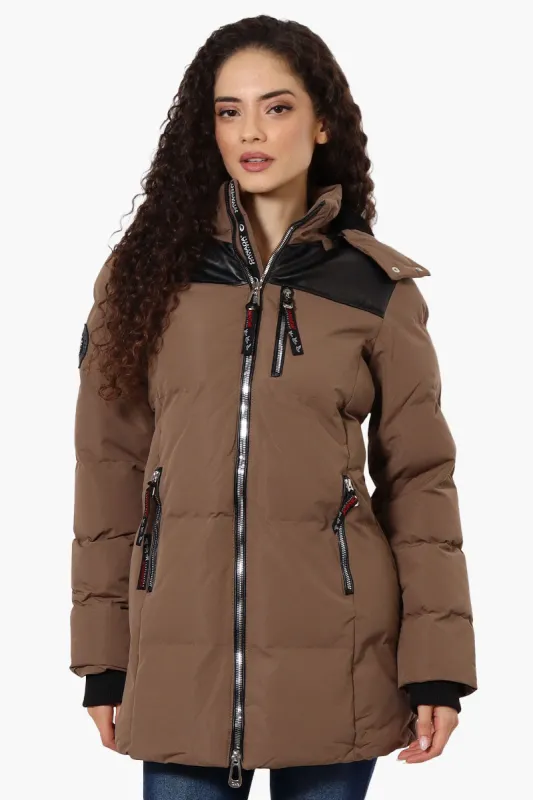 Canada Weather Gear 3/4 Length Vegan Leather Parka Jacket - Brown sold by Fairweather