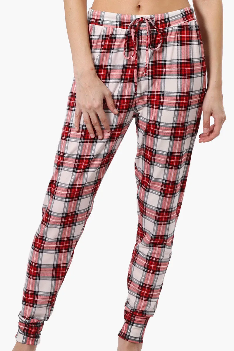Cuddly Canuckies Plaid Jogger Pajama Pants - Red sold by Fairweather