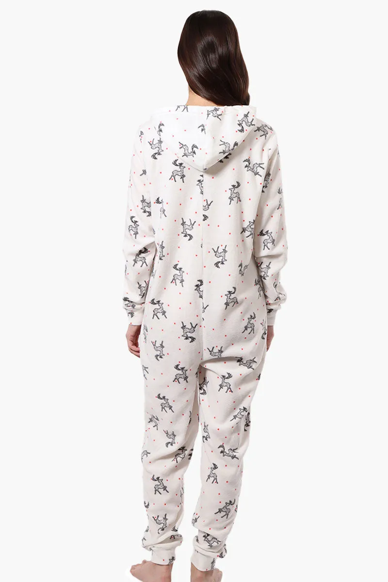 Cuddly Canuckies Hooded Reindeer Pattern Onesie - White sold by Fairweather product image thumbnail 3