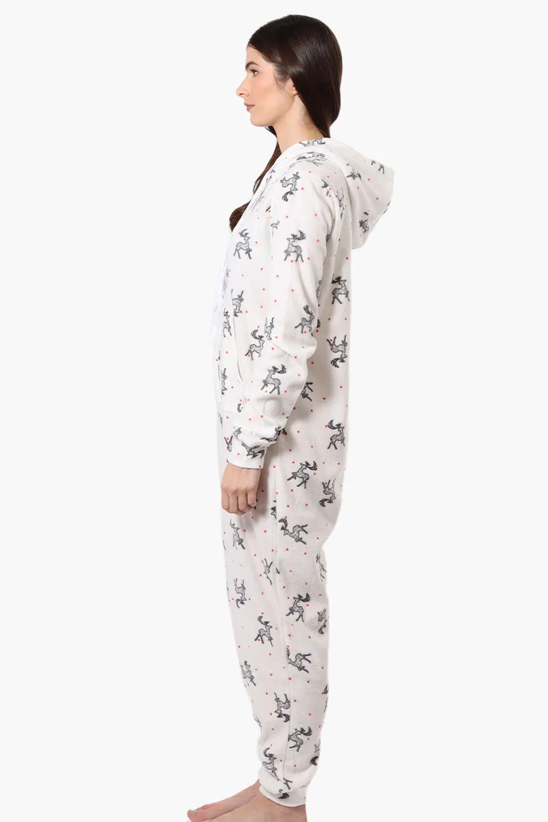 Cuddly Canuckies Hooded Reindeer Pattern Onesie - White sold by Fairweather product image thumbnail 2