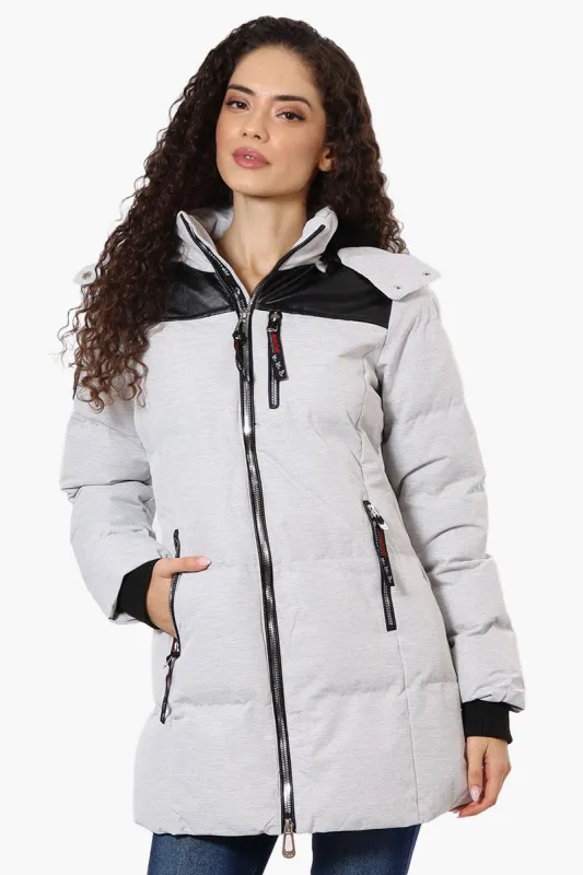 Canada Weather Gear 3/4 Length Vegan Leather Parka Jacket - Grey sold by Fairweather