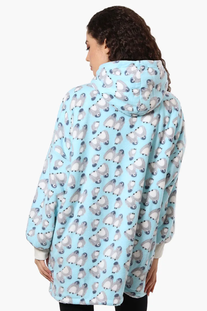 Cuddly Canuckies Penguin Pattern Oversized Pajama Hoodie - Blue sold by Fairweather product image thumbnail 3